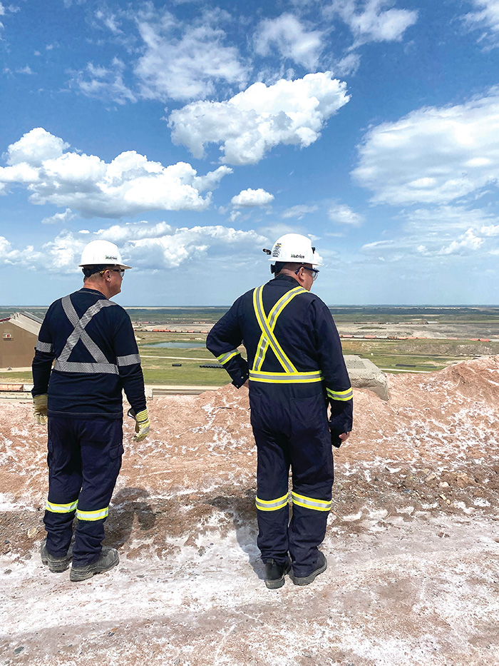 Mill Operations Superintendent at Nutrien Rocanville Terry Daniel and Editor of the World-Spectator Kevin Weedmark looking over the Nutrien Rocanville mine site.